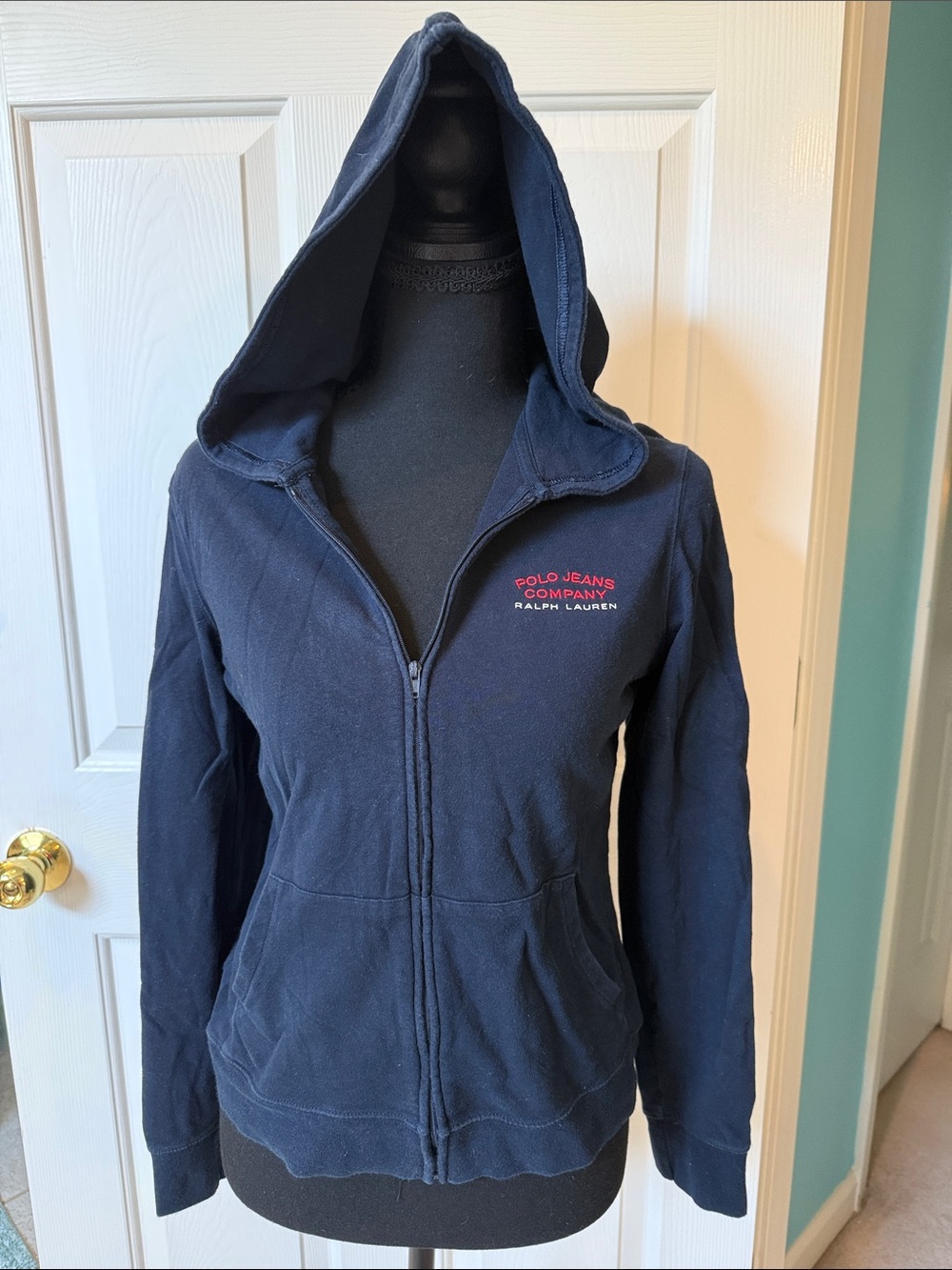 Polo Jeans Co. Ralph Lauren Vintage Y2K Full-Zip Hoodie Navy Blue